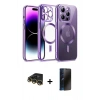 MARSİLYAN™- iPhone 14 Pro Kılıf Nova Işık Özel Seri - Siyah 3D Antistatik Hayalet Cam Ekran Koruyucu + Raze Metal Kamera Lens - GD