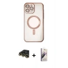MARSİLYAN™- iPhone 14 Pro Kılıf Nova Işık Özel Seri - Siyah Bilvis 3D Mat Cam Ekran Koruyucu + Raze Metal Kamera Lens - GD