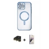 MARSİLYAN™- iPhone 14 Pro Kılıf Nova Işık Özel Seri - Siyah Bilvis 3D Mat Cam Ekran Koruyucu + Raze Metal Kamera Lens - GD