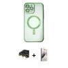 MARSİLYAN™- iPhone 14 Pro Kılıf Nova Işık Özel Seri - Siyah Bilvis 3D Mat Cam Ekran Koruyucu + Raze Metal Kamera Lens - GD