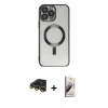 MARSİLYAN™- iPhone 14 Pro Kılıf Nova Işık Özel Seri - Siyah Bilvis 3D Mat Cam Ekran Koruyucu + Raze Metal Kamera Lens - GD