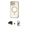 MARSİLYAN™- iPhone 14 Pro Kılıf Nova Işık Özel Seri - Siyah Bilvis 3D Mat Cam Ekran Koruyucu + Raze Metal Kamera Lens - GD