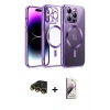 MARSİLYAN™- iPhone 14 Pro Kılıf Nova Işık Özel Seri - Siyah Bilvis 3D Mat Cam Ekran Koruyucu + Raze Metal Kamera Lens - GD