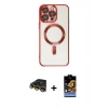 MARSİLYAN™- iPhone 14 Pro Kılıf Nova Işık Özel Seri - Siyah Buffer Hayalet Cam Ekran Koruyucu + Raze Metal Kamera Lens - GD