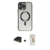 MARSİLYAN™- iPhone 14 Pro Kılıf Nova Işık Özel Seri - Siyah Mat Seramik Nano Ekran Koruyucu + Raze Metal Kamera Lens - GD