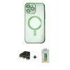 MARSİLYAN™- iPhone 14 Pro Kılıf Nova Işık Özel Seri - Siyah Polymer Nano Ekran Koruyucu + Raze Metal Kamera Lens - GD