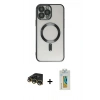 MARSİLYAN™- iPhone 14 Pro Kılıf Nova Işık Özel Seri - Siyah Polymer Nano Ekran Koruyucu + Raze Metal Kamera Lens - GD