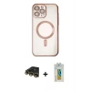 MARSİLYAN™- iPhone 14 Pro Kılıf Nova Işık Özel Seri - Siyah Polymer Nano Ekran Koruyucu + Raze Metal Kamera Lens - GD
