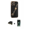MARSİLYAN™- iPhone 14 Pro Kılıf Nova Işık Prime - Siyah 360 Mat Full Body Arka Koruyucu + Raze Metal Kamera Lens - GD