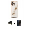 MARSİLYAN™- iPhone 14 Pro Kılıf Nova Işık Prime - Siyah 3D Antistatik Hayalet Cam Ekran Koruyucu + Raze Metal Kamera Lens - GD