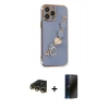 MARSİLYAN™- iPhone 14 Pro Kılıf Nova Işık Prime - Siyah 3D Antistatik Hayalet Cam Ekran Koruyucu + Raze Metal Kamera Lens - GD