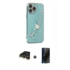 MARSİLYAN™- iPhone 14 Pro Kılıf Nova Işık Prime - Siyah 3D Antistatik Hayalet Cam Ekran Koruyucu + Raze Metal Kamera Lens - GD