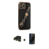 MARSİLYAN™- iPhone 14 Pro Kılıf Nova Işık Prime - Siyah 3D Antistatik Hayalet Cam Ekran Koruyucu + Raze Metal Kamera Lens - GD