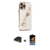 MARSİLYAN™- iPhone 14 Pro Kılıf Nova Işık Prime - Siyah Buffer Hayalet Cam Ekran Koruyucu + Gold Raze Metal Kamera Lens