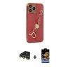 MARSİLYAN™- iPhone 14 Pro Kılıf Nova Işık Prime - Siyah Buffer Hayalet Cam Ekran Koruyucu + Gold Raze Metal Kamera Lens