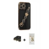 MARSİLYAN™- iPhone 14 Pro Kılıf Nova Işık Prime - Siyah Mat Seramik Nano Ekran Koruyucu + Raze Metal Kamera Lens - GD