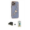 MARSİLYAN™- iPhone 14 Pro Kılıf Nova Işık Prime - Siyah Polymer Nano Ekran Koruyucu + Gold Raze Metal Kamera Lens