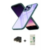 MARSİLYAN™- iPhone 14 Pro Kılıf Nova Işık Serisi - Siyah 20D Premium Cam Ekran Koruyucu + Raze Metal Kamera Lens - GD