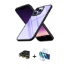 MARSİLYAN™- iPhone 14 Pro Kılıf Nova Işık Serisi - Siyah 3D Antistatik Cam Ekran Koruyucu + Raze Metal Kamera Lens - GD