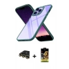 MARSİLYAN™- iPhone 14 Pro Kılıf Nova Işık Serisi - Siyah Buffer Cam Ekran Koruyucu + Raze Metal Kamera Lens - GD