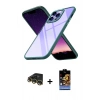 MARSİLYAN™- iPhone 14 Pro Kılıf Nova Işık Serisi - Siyah Buffer Hayalet Cam Ekran Koruyucu + Raze Metal Kamera Lens - GD