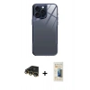 MARSİLYAN™- iPhone 14 Pro Kılıf Odak Doku - Siyah 6D Mat Seramik Hayalet Nano Ekran Koruyucu + Raze Metal Kamera Lens - GD