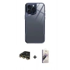 MARSİLYAN™- iPhone 14 Pro Kılıf Odak Doku - Siyah Bilvis 3D Mat Cam Ekran Koruyucu + Raze Metal Kamera Lens - GD
