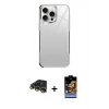 MARSİLYAN™- iPhone 14 Pro Kılıf Odak Doku - Siyah Buffer Hayalet Cam Ekran Koruyucu + Raze Metal Kamera Lens - GD