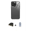 MARSİLYAN™- iPhone 14 Pro Kılıf Odak Doku - Siyah Joko Magic 5D Cam + Gold Raze Metal Kamera Lens
