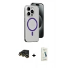 MARSİLYAN™- iPhone 14 Pro Kılıf Odak Form Özel Seri - Şeffaf Pasifik Cam Ekran Koruyucu + Raze Metal Kamera Lens - GD