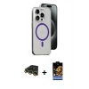 MARSİLYAN™- iPhone 14 Pro Kılıf Odak Form Özel Seri - Siyah Buffer Hayalet Cam Ekran Koruyucu + Raze Metal Kamera Lens - GD