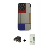 MARSİLYAN™- iPhone 14 Pro Kılıf Odak Klasik Serisi - Siyah 20D Premium Cam Ekran Koruyucu + Gold Raze Metal Kamera Lens