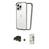 MARSİLYAN™- iPhone 14 Pro Kılıf Pusula Asil Koleksiyonu - Siyah 20D Premium Cam Ekran Koruyucu + Raze Metal Kamera Lens - GD
