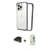 MARSİLYAN™- iPhone 14 Pro Kılıf Pusula Asil Koleksiyonu - Siyah 20D Premium Cam Ekran Koruyucu + Raze Metal Kamera Lens - GD