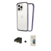 MARSİLYAN™- iPhone 14 Pro Kılıf Pusula Asil Koleksiyonu - Siyah 6D Mat Seramik Hayalet Nano Ekran Koruyucu + Raze Metal Kamera Lens - GD