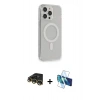 MARSİLYAN™- iPhone 14 Pro Kılıf Pusula Çizgi Koleksiyonu - Siyah 3D Antistatik Cam Ekran Koruyucu + Raze Metal Kamera Lens - GD