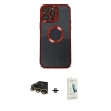 MARSİLYAN™- iPhone 14 Pro Kılıf Pusula Form - Şeffaf Pasifik Cam Ekran Koruyucu + Raze Metal Kamera Lens - GD