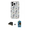 MARSİLYAN™- iPhone 14 Pro Kılıf Pusula Form - Siyah 18D Cam Ekran Koruyucu + Raze Metal Kamera Lens - GD