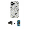 MARSİLYAN™- iPhone 14 Pro Kılıf Pusula Form - Siyah 18D Cam Ekran Koruyucu + Raze Metal Kamera Lens - GD
