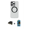 MARSİLYAN™- iPhone 14 Pro Kılıf Pusula Form - Siyah 18D Cam Ekran Koruyucu + Raze Metal Kamera Lens - GD