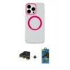 MARSİLYAN™- iPhone 14 Pro Kılıf Pusula Form - Siyah 18D Cam Ekran Koruyucu + Raze Metal Kamera Lens - GD
