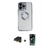 MARSİLYAN™- iPhone 14 Pro Kılıf Pusula Form - Siyah 360 Mat Full Body Arka Koruyucu + Raze Metal Kamera Lens - GD