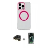 MARSİLYAN™- iPhone 14 Pro Kılıf Pusula Form - Siyah 360 Mat Full Body Arka Koruyucu + Raze Metal Kamera Lens - GD