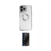MARSİLYAN™- iPhone 14 Pro Kılıf Pusula Form - Siyah 3D Antistatik Hayalet Cam Ekran Koruyucu