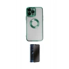 MARSİLYAN™- iPhone 14 Pro Kılıf Pusula Form - Siyah 3D Antistatik Hayalet Cam Ekran Koruyucu