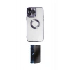MARSİLYAN™- iPhone 14 Pro Kılıf Pusula Form - Siyah 3D Antistatik Hayalet Cam Ekran Koruyucu