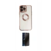 MARSİLYAN™- iPhone 14 Pro Kılıf Pusula Form - Siyah 3D Antistatik Hayalet Cam Ekran Koruyucu