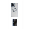 MARSİLYAN™- iPhone 14 Pro Kılıf Pusula Form - Siyah 3D Antistatik Hayalet Cam Ekran Koruyucu