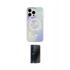MARSİLYAN™- iPhone 14 Pro Kılıf Pusula Form - Siyah 3D Antistatik Hayalet Cam Ekran Koruyucu