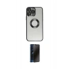 MARSİLYAN™- iPhone 14 Pro Kılıf Pusula Form - Siyah 3D Antistatik Hayalet Cam Ekran Koruyucu